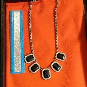 Black and CZ classic style costume necklace